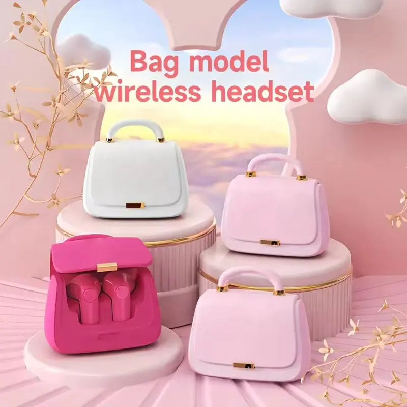 Fashion Girl Women Noise Cancelling Wireless Headset (White & Pink)