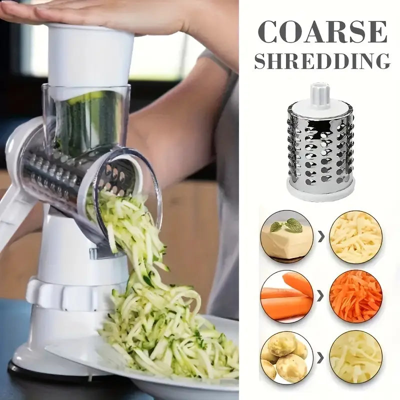 4-in-1 Manual Vegetable Chopper & Slicer Set - Multifunctional Fruit and Veggie Cutter with Container, Cheese Grater - Essential Kitchen Gadge