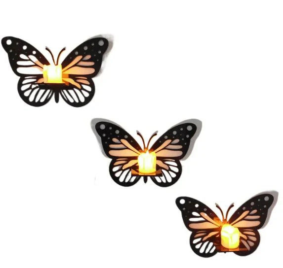 Decorative Butterfly Wall Shelf with Candlestick