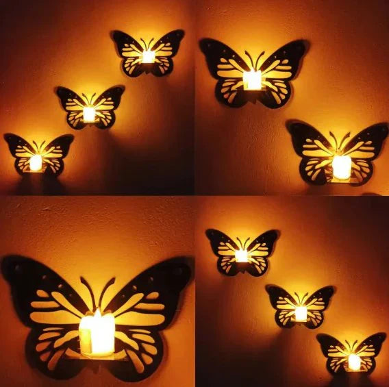 Decorative Butterfly Wall Shelf with Candlestick