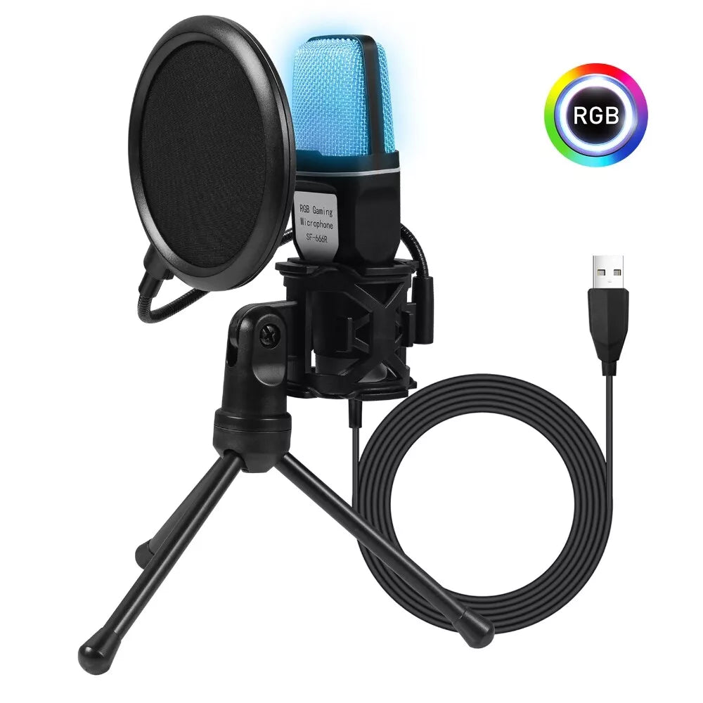 Clear full rgb lighting game computer microphone