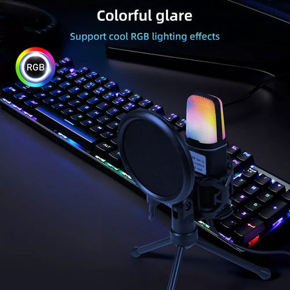 Clear full rgb lighting game computer microphone