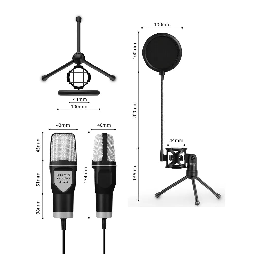 Clear full rgb lighting game computer microphone